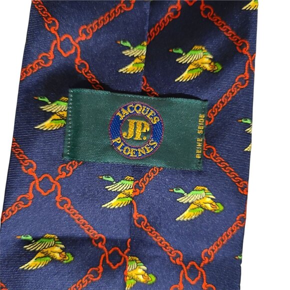 JP Jacques Ploenes Tie Mallard Duck Blue Red Mens Necktie Business Career - Picture 2 of 4